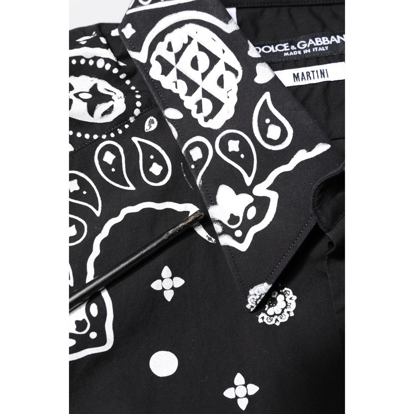 Dolce & Gabbana Black White Bandana MARTINI Casual Shirt TSH86359-40
