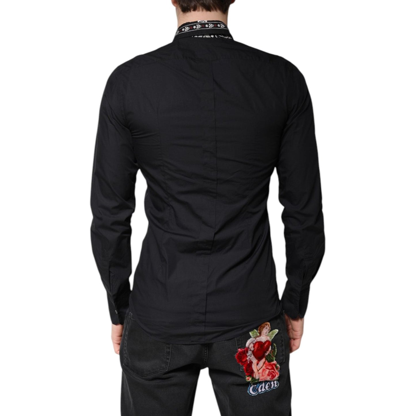 Dolce & Gabbana Black White Bandana GOLD Formal Dress Shirt TSH86364-39