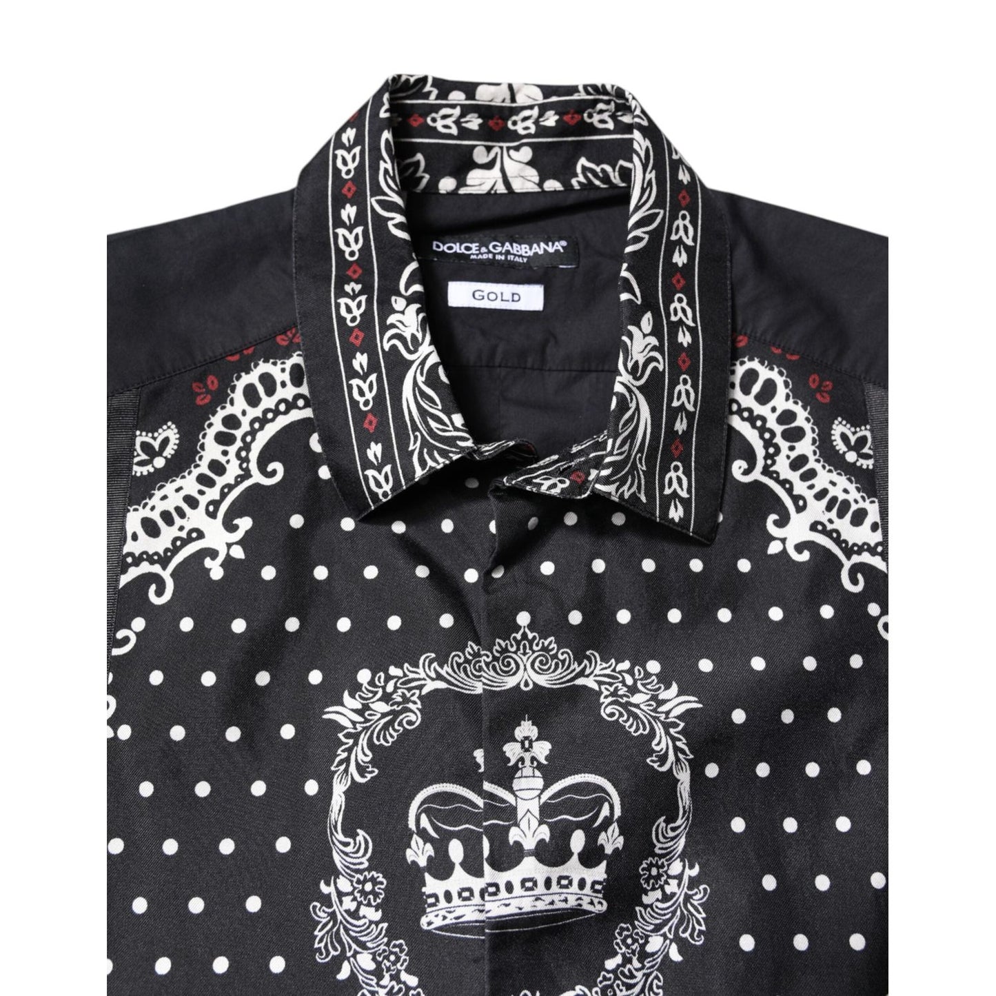Dolce & Gabbana Black White Bandana GOLD Formal Dress Shirt TSH86364-39
