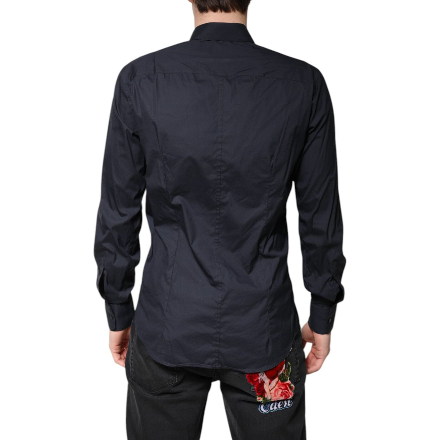Dolce & Gabbana Dark Blue MARTINI Cotton Formal Dress Shirt