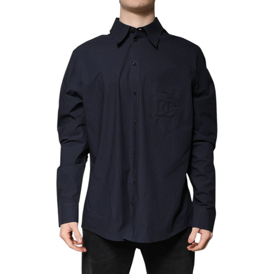 Dolce & Gabbana Dark Blue Cotton Long Sleeve Shirt TSH90248-45