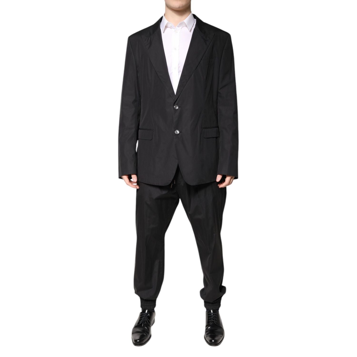 Dolce & Gabbana Black Cotton Single Breasted 2 Piece Suit