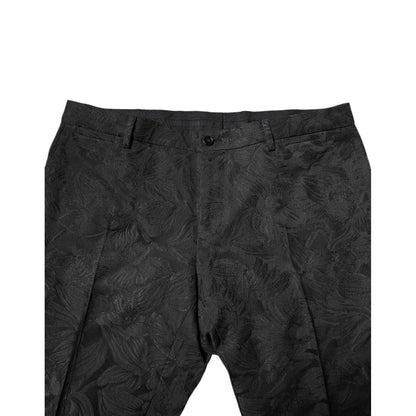 Dolce & Gabbana Black Polyester Floral Jacquard 2 Piece Suit