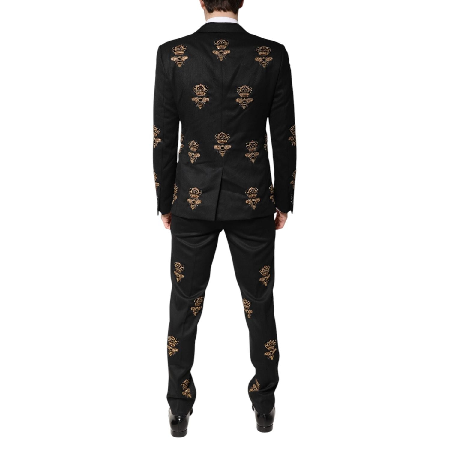 Dolce & Gabbana Black Bee Crown Embroidery 2 Piece Suit