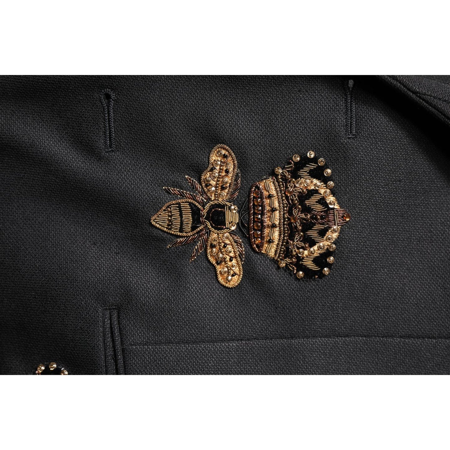 Dolce & Gabbana Black Bee Crown Embroidery 2 Piece Suit