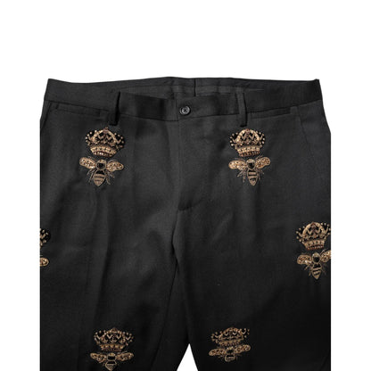 Dolce & Gabbana Black Bee Crown Embroidery 2 Piece Suit