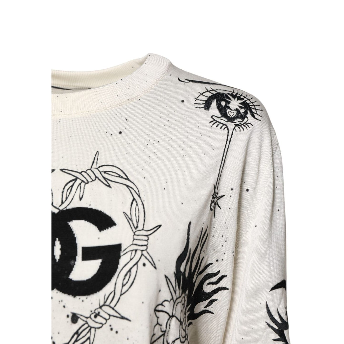Dolce & Gabbana White Logo Angel Print Women Pullover Sweater