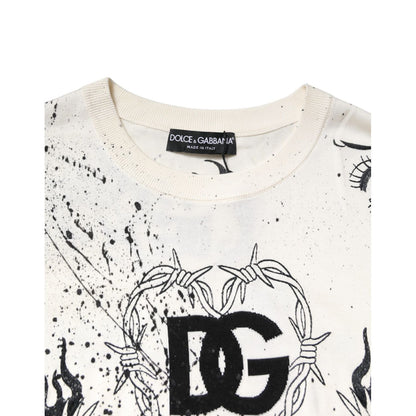 Dolce & Gabbana White Logo Angel Print Women Pullover Sweater