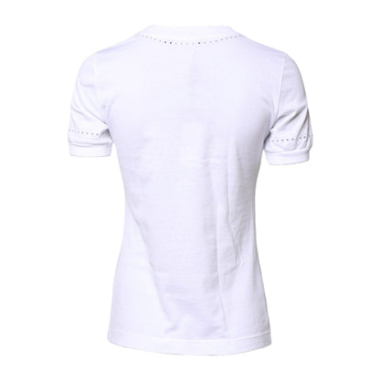 Dolce & Gabbana White Cotton Floral Logo Crew Neck T-shirt