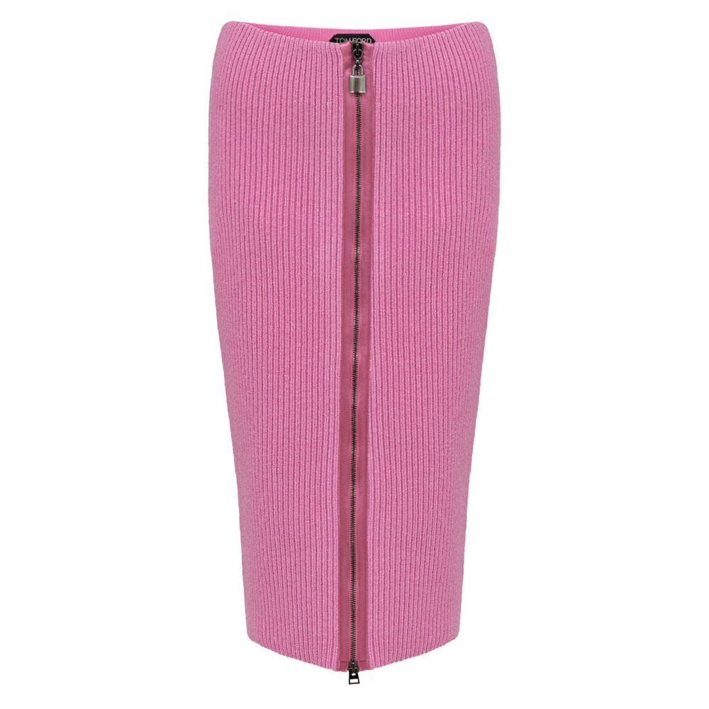 Tom Ford Pink Wool Midi Skirt