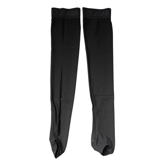Dolce & Gabbana Black Viscose Stretch Over Calf Stockings Socks SCS2264-S