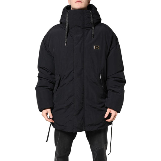 Dolce & Gabbana Black Nylon Full Zip Hooded Parka Jacket JKT41403-52