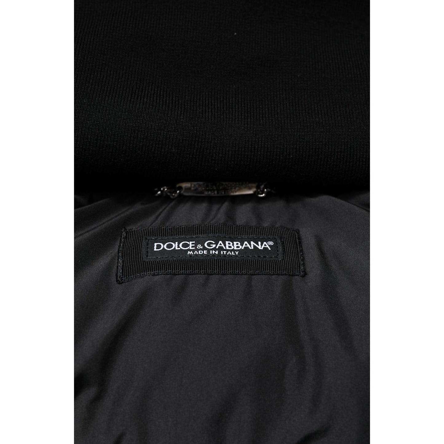 Dolce & Gabbana Blue Logo Full Zip Hooded Quilted Jacket