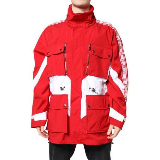 Dolce & Gabbana Red White Nylon Full Zip Windbreaker Jacket JKT41407-52