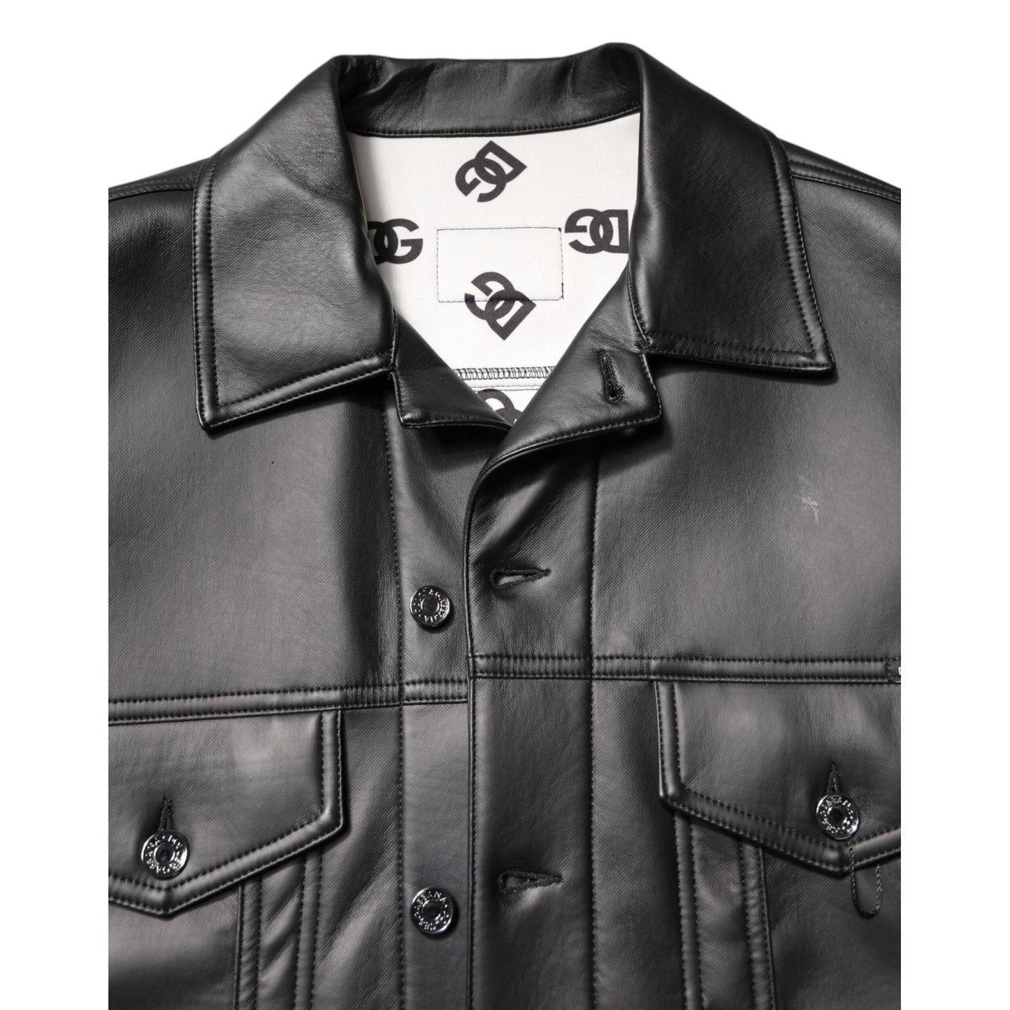 Dolce & Gabbana Black Polyester Button Down Biker Jacket