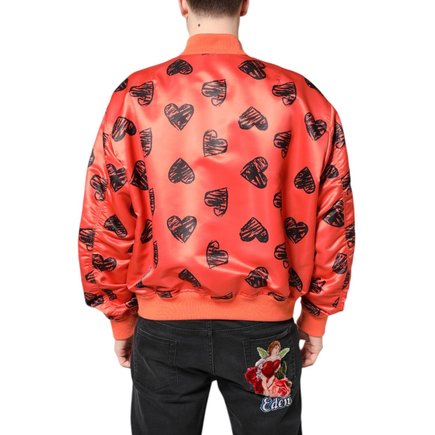 Dolce & Gabbana Orange DG Heart Full Zip Men Bomber Jacket
