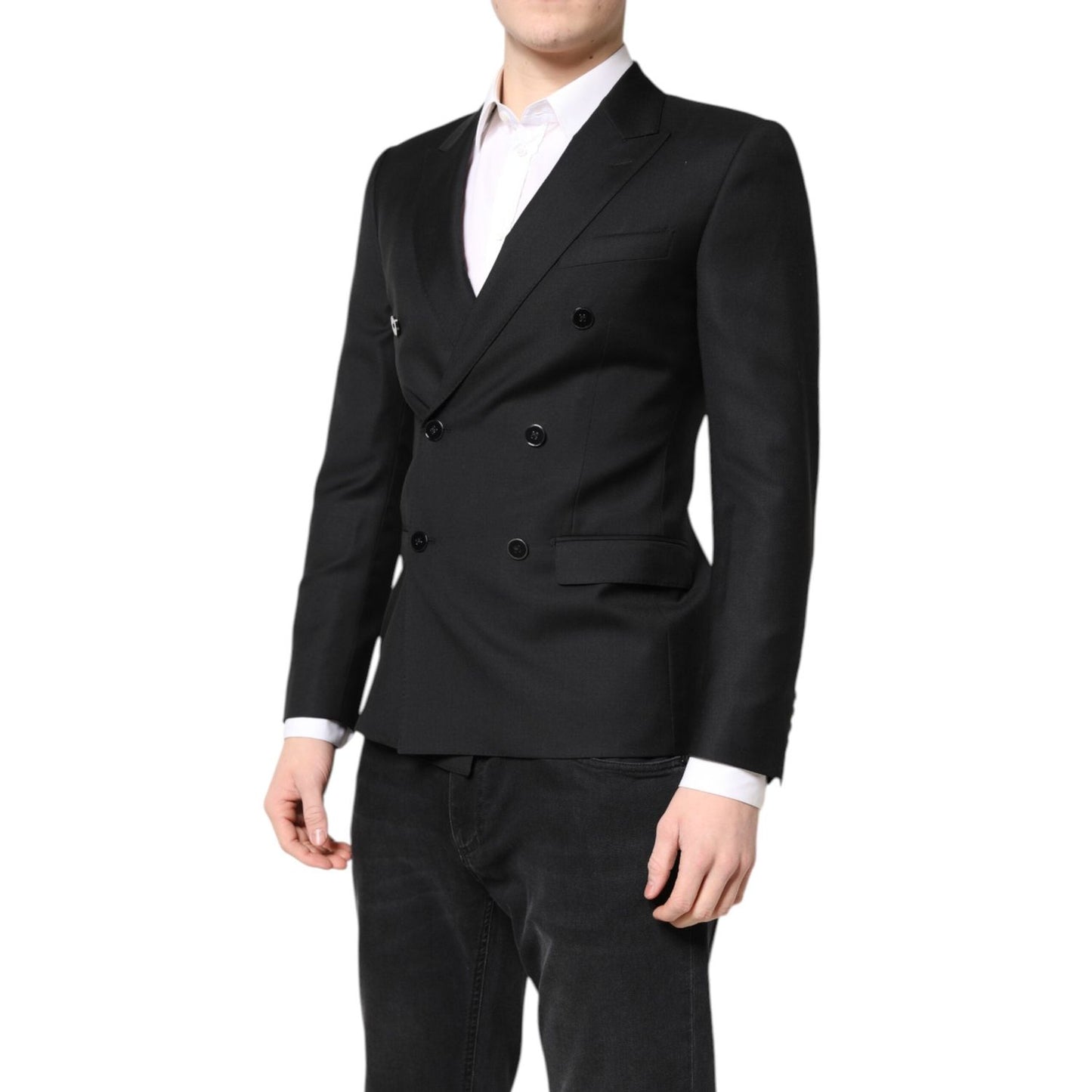 Dolce & Gabbana Black MARTINI Double Breasted Coat Blazer KOS2234-44