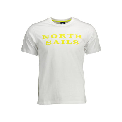 North Sails White Cotton Men T-Shirt with bold print and logo