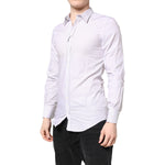 Dolce & Gabbana White Striped Cotton GOLD Long Sleeves Shirt TSH87752-38