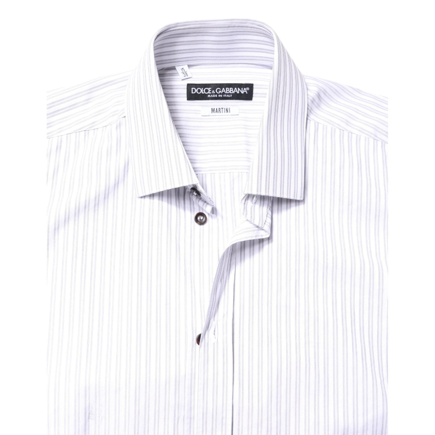 Dolce & Gabbana White Striped Cotton MARTINI Men Dress Shirt TSH87760-38