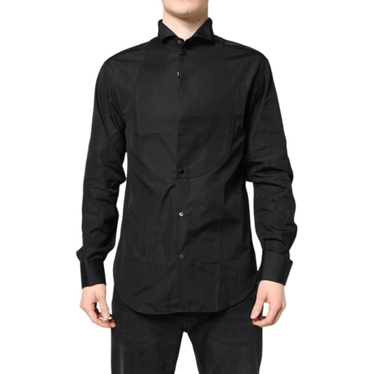 Emporio Armani Black Cotton Long Sleeves Formal Dress Shirt TSH87817-43