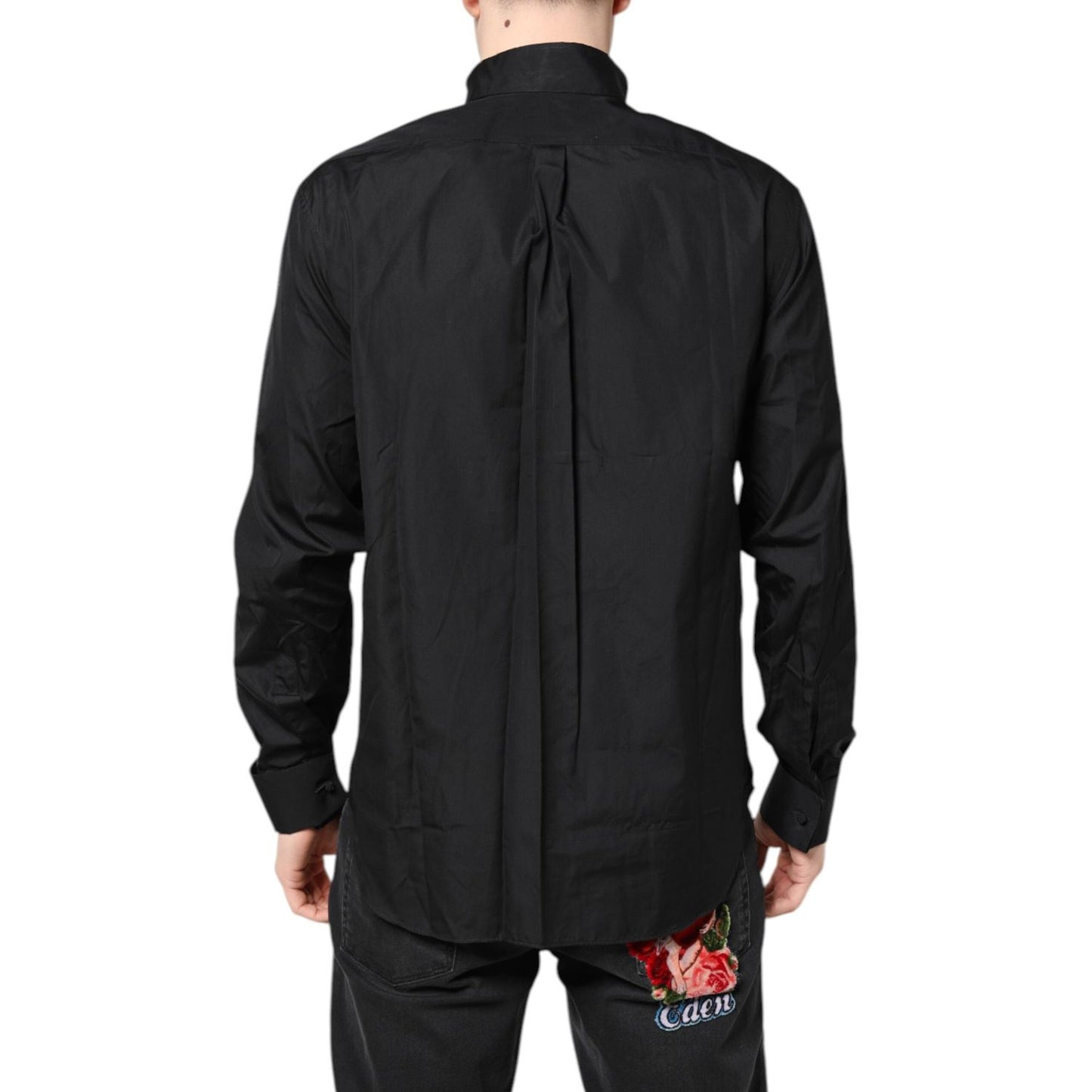 Emporio Armani Black Cotton Long Sleeves Formal Dress Shirt TSH87817-43