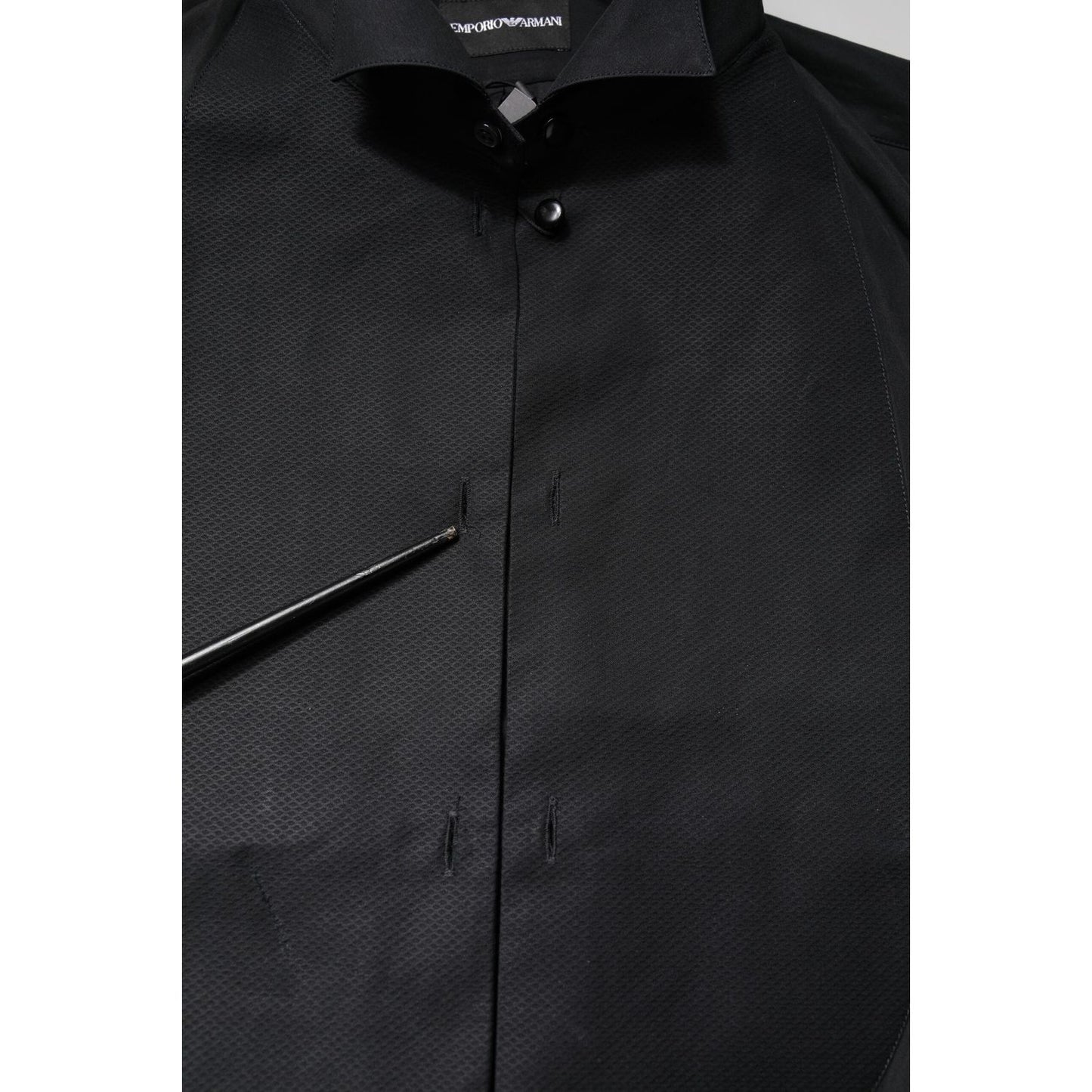 Emporio Armani Black Cotton Long Sleeves Formal Dress Shirt TSH87817-43