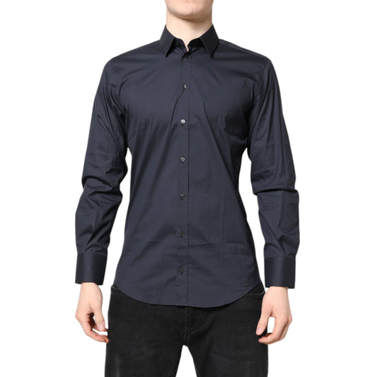 Dolce & Gabbana Dark Blue MARTINI Cotton Dress Formal Shirt TSH87830-39