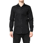 Emporio Armani Black Cotton Long Sleeves Men Formal Dress Shirt TSH87834-41