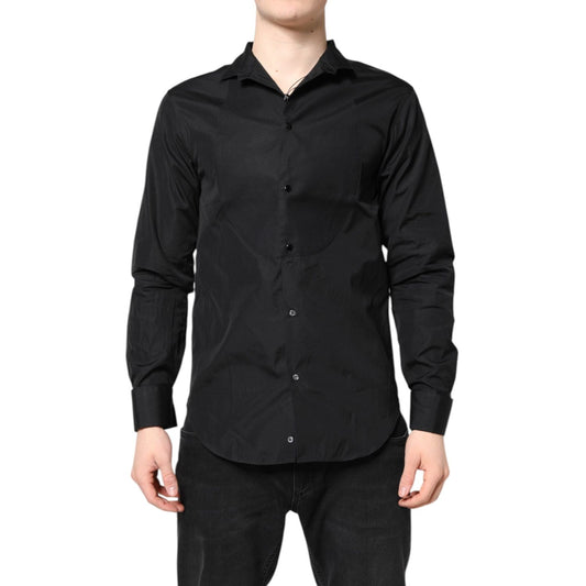 Emporio Armani Black Cotton Long Sleeves Men Formal Dress Shirt TSH87834-41