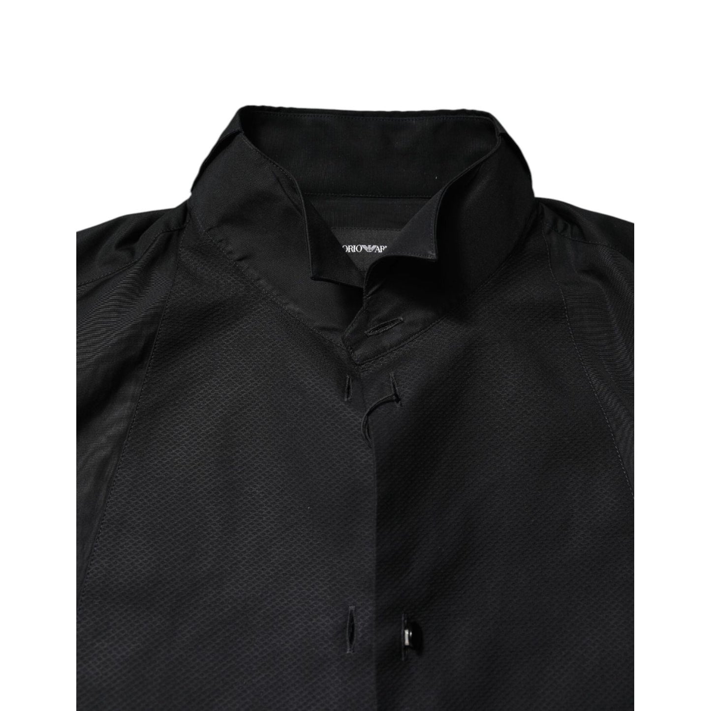 Emporio Armani Black Cotton Long Sleeves Men Formal Dress Shirt TSH87834-41