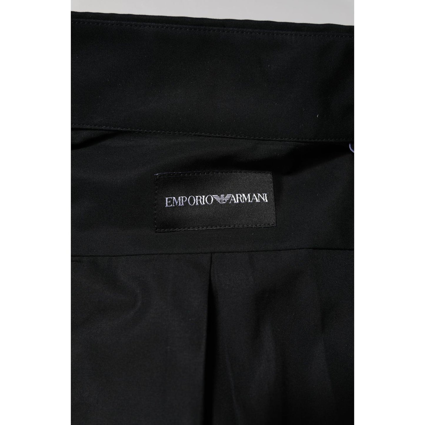 Emporio Armani Black Cotton Long Sleeves Men Formal Dress Shirt TSH87834-41