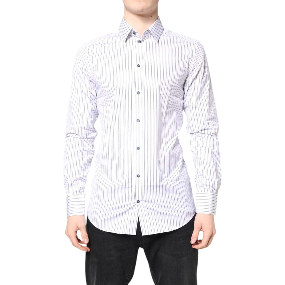 Dolce & Gabbana White Stripes GOLD Cotton Formal Shirt TSH87848-39