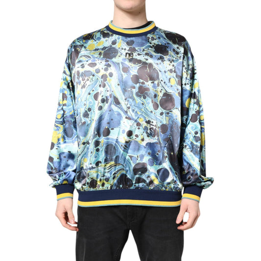 Dolce & Gabbana Multicolor Marble Print Men Pullover Sweater TSH87202-52