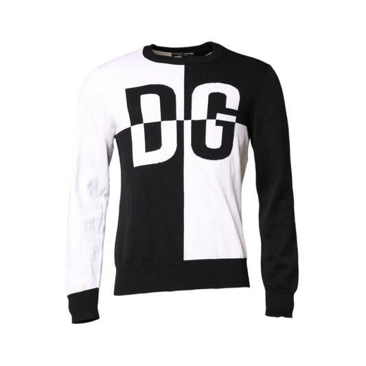 Dolce & Gabbana Black White Knit Logo Print Pullover Sweater TSH90254-48