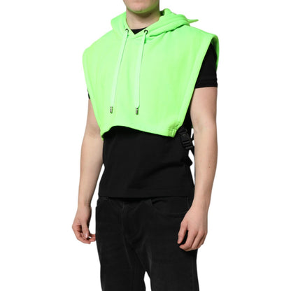 Dolce & Gabbana Green Polyester Hooded Sportswear Vest Sweater