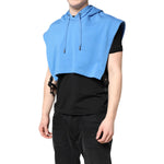 Dolce & Gabbana Blue Cotton Hooded Men Sportswear Vest Sweater 405840003495
