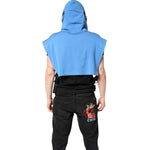 Dolce & Gabbana Blue Cotton Hooded Men Sportswear Vest Sweater 405840003495