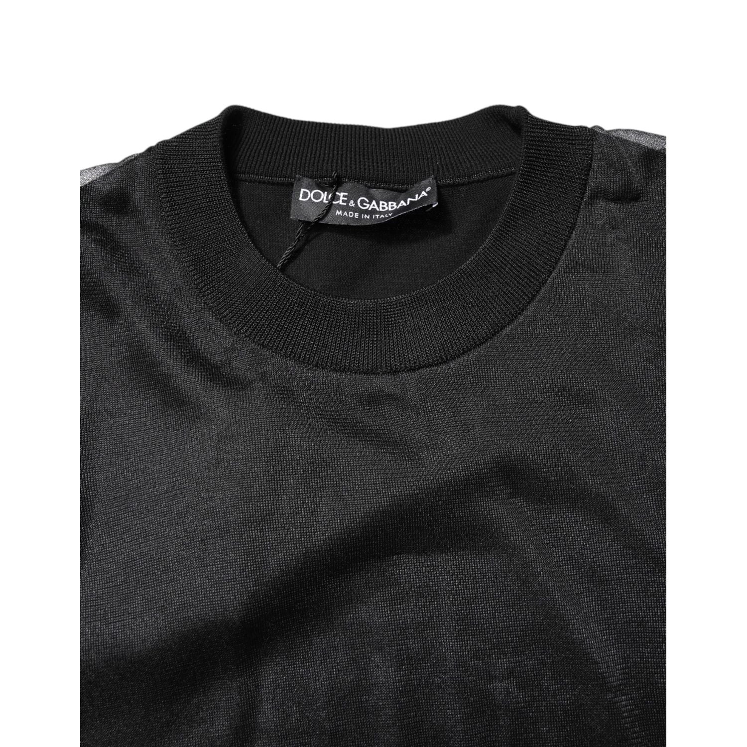 Dolce & Gabbana Black Logo Knitted Crewneck Pullover Sweater