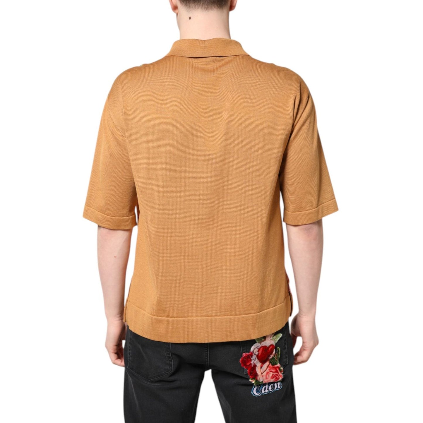 Dolce & Gabbana Brown Floral Collared Short Sleeve T-shirt TSH90329-48