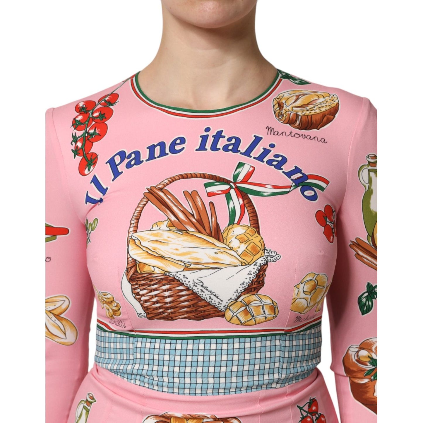 Dolce & Gabbana Pink Pastry Print Bodycon Sheath Midi Dress DR81696-38