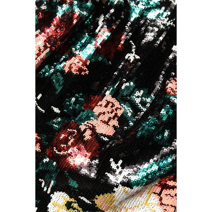 Dolce & Gabbana Black Floral Sequin Sleeveless Sheath Dress