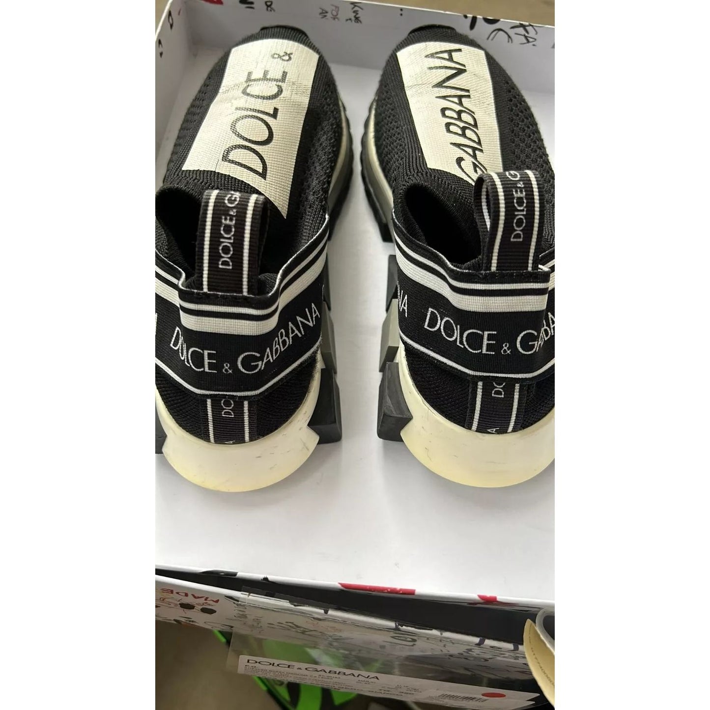 Dolce & Gabbana Black White Slip On Sorrento Sneakers Shoes