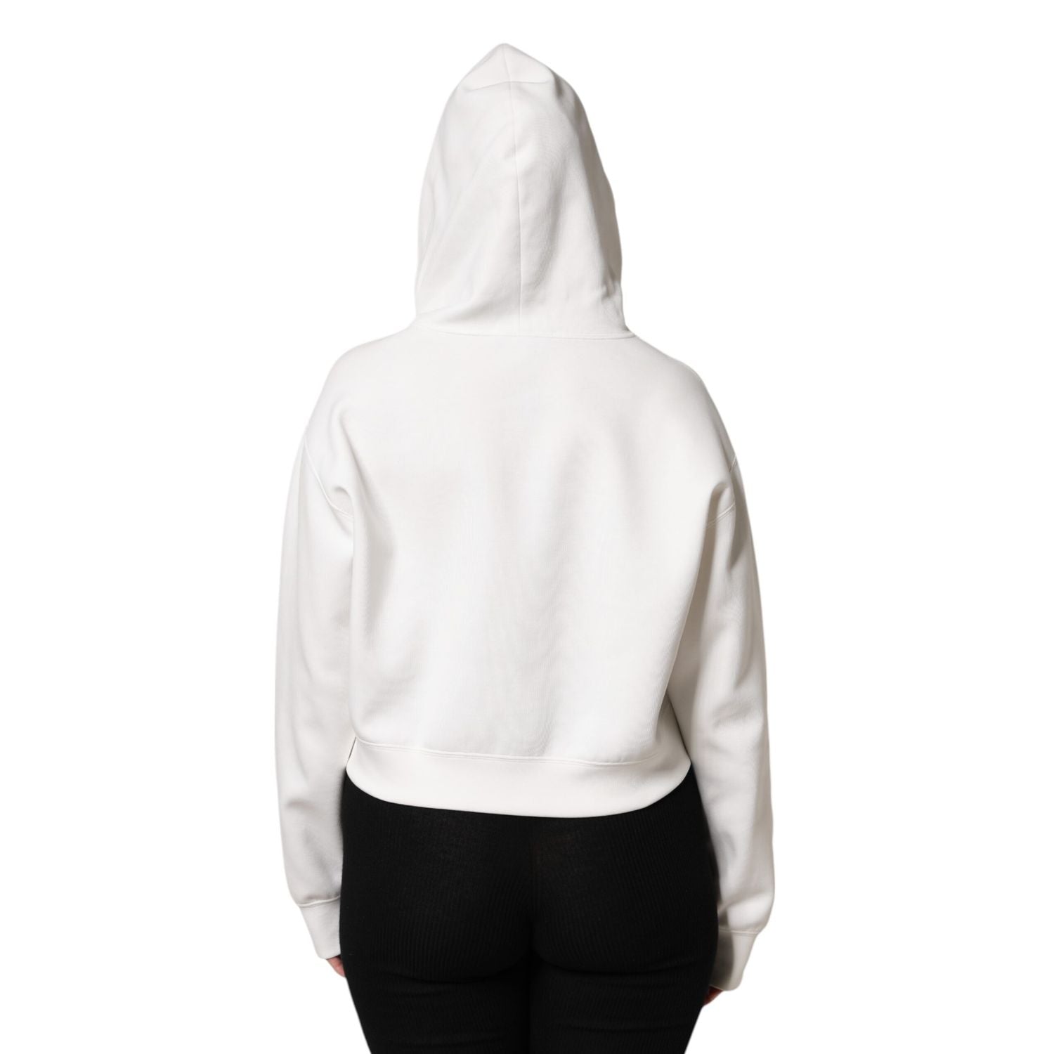 Dolce & Gabbana Ivory Cotton Printed Hooded Pullover Sweater