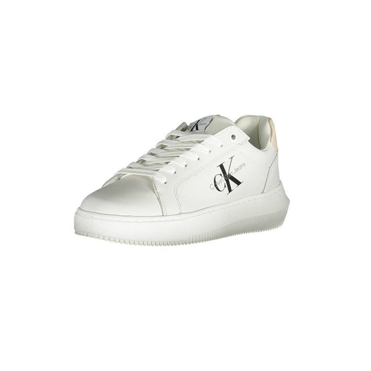Calvin Klein White Polyester Women Sneaker with logo and contrasting details in recycled materials for comfort and style.