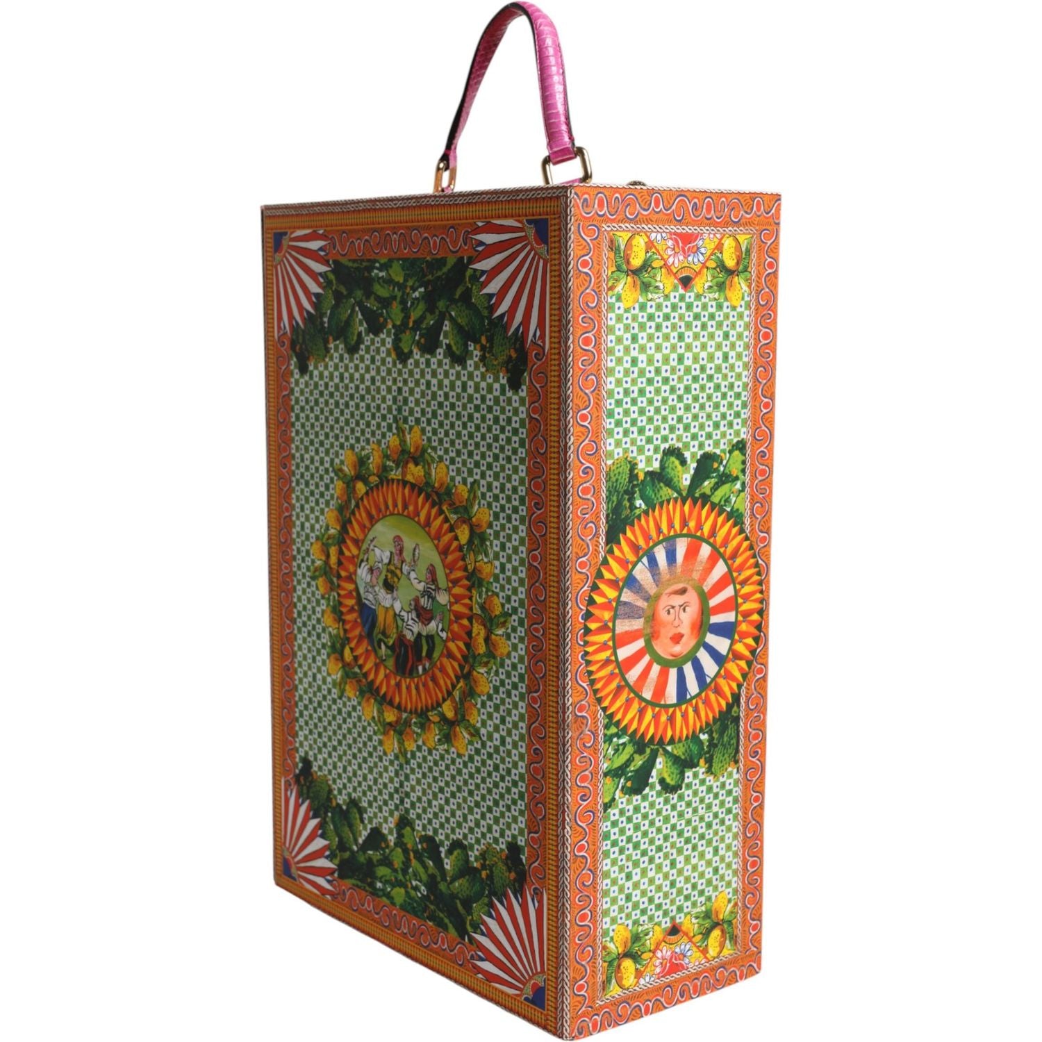 Front view with bag zipped and handles upright.