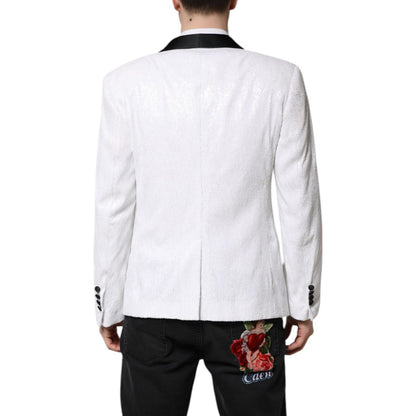 Dolce & Gabbana White Nylon Single Breasted Coat Blazer