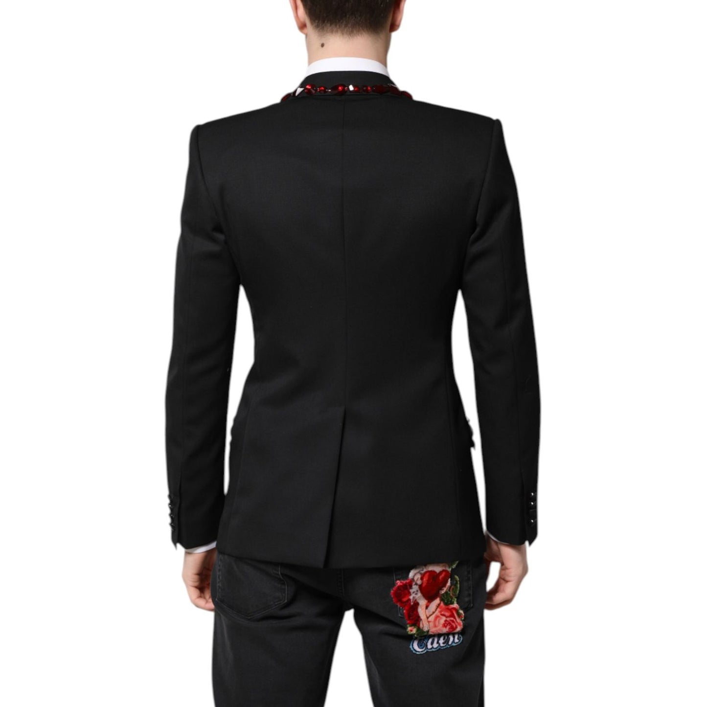 Dolce & Gabbana Black SICILIA CrystalEmbellished Coat Blazer