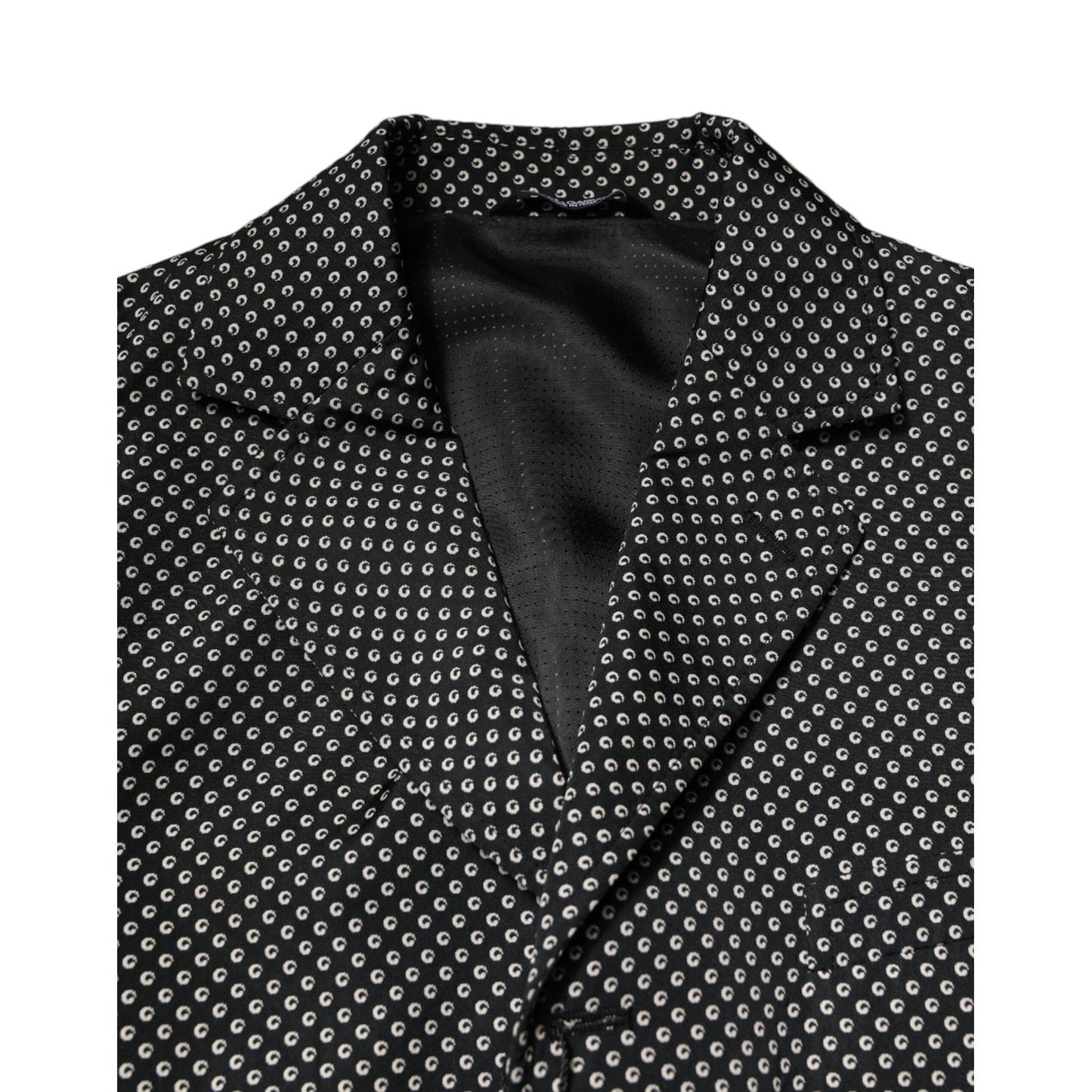 Dolce & Gabbana Black White Patterned Men Suit Coat Blazer