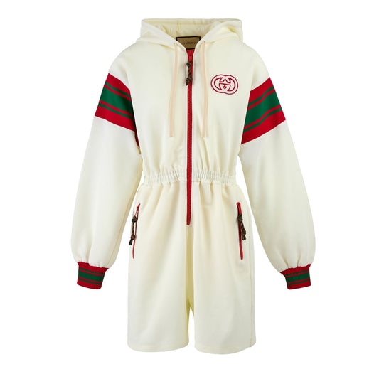 Gucci Cream Polyester Hooded Logo Sweatsuit